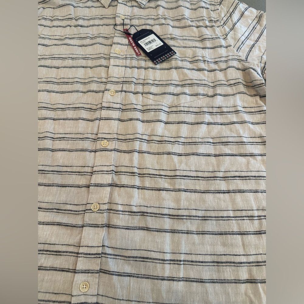 Brand New With Tag! Ben Sherman Linen-Blend Short Sleeve Button up Shirt Size L - Picture 5 of 9